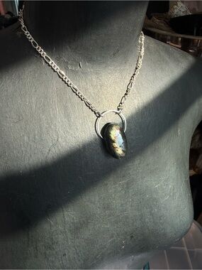 Labradorite crystal necklace pendant festival jewelry layering necklace boho